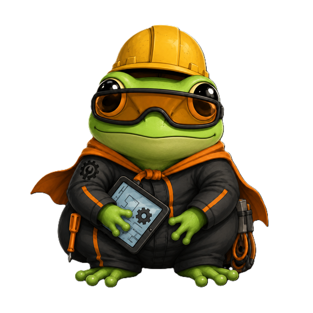 Sorairei's avatar, a frog engineer wearing a hard hat and goggles